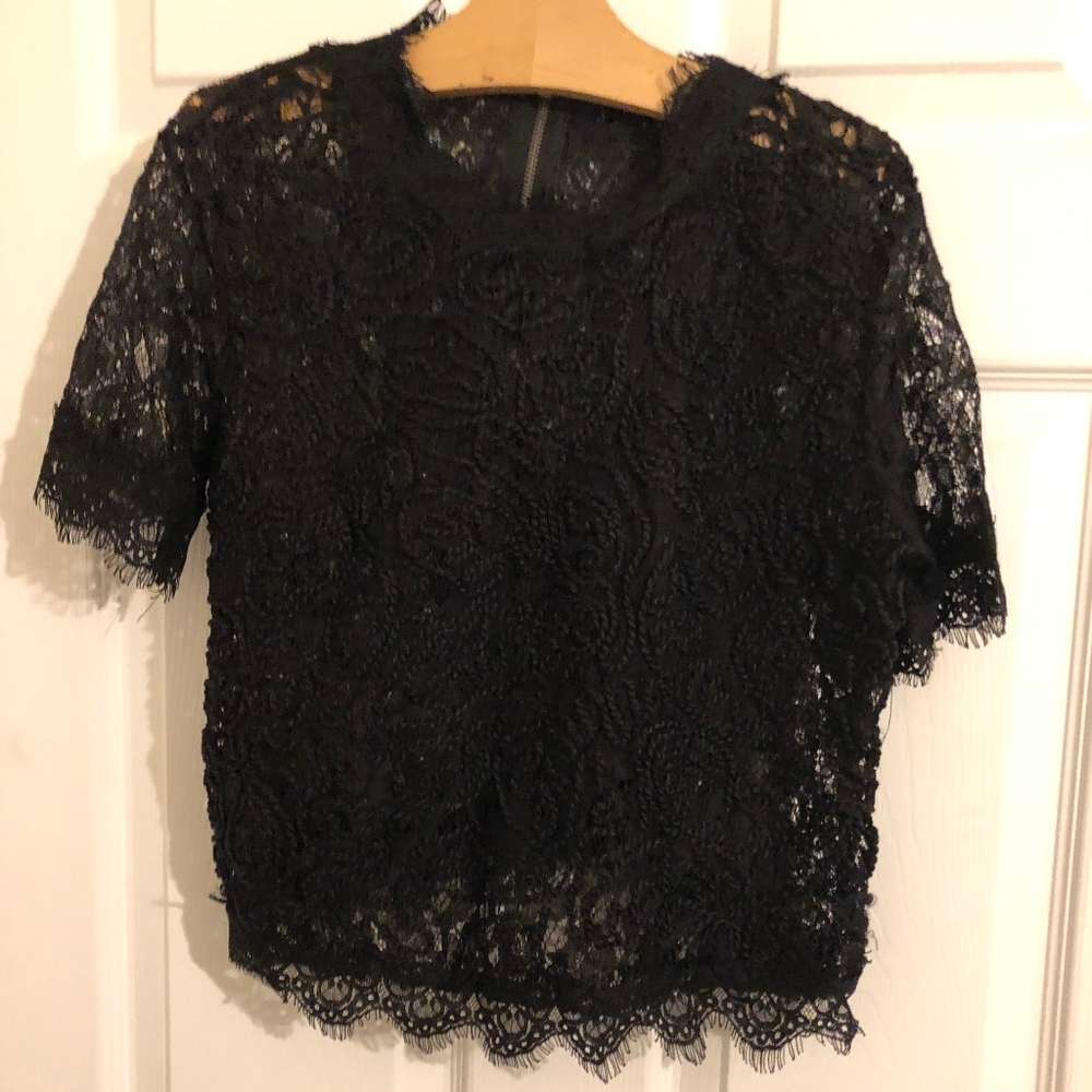 Zara black lace top Medium